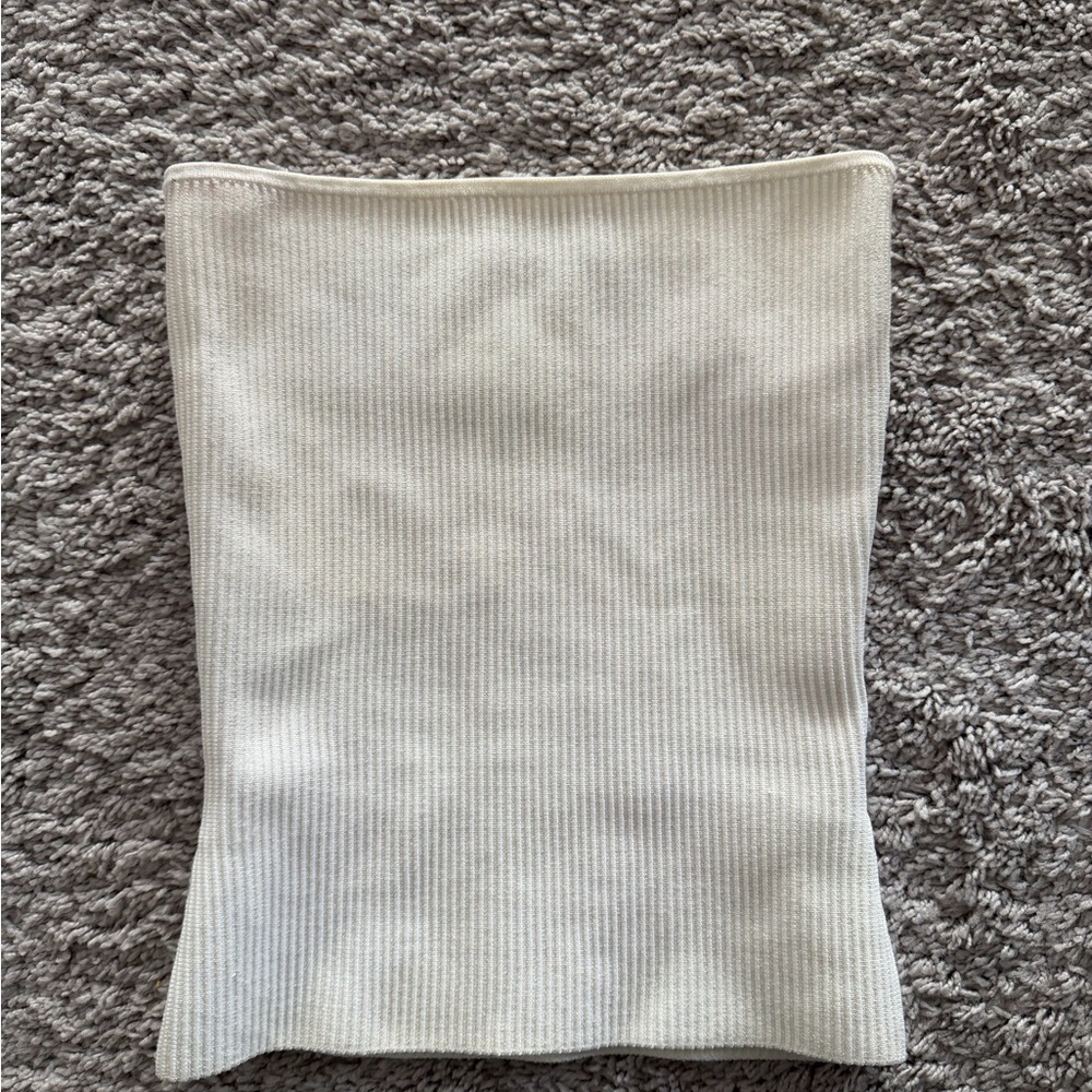 Aritzia White Ribbed Strapless Tube Top